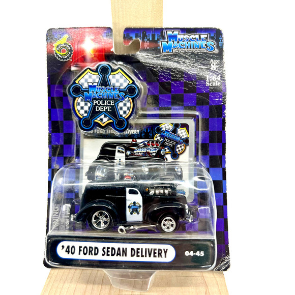 1940 FORD SEDAN DELIVERY FUNLINE MERCHANDISE MUSCLE MACHINES POLICE DEPT. 1:64 - Picture 1 of 3
